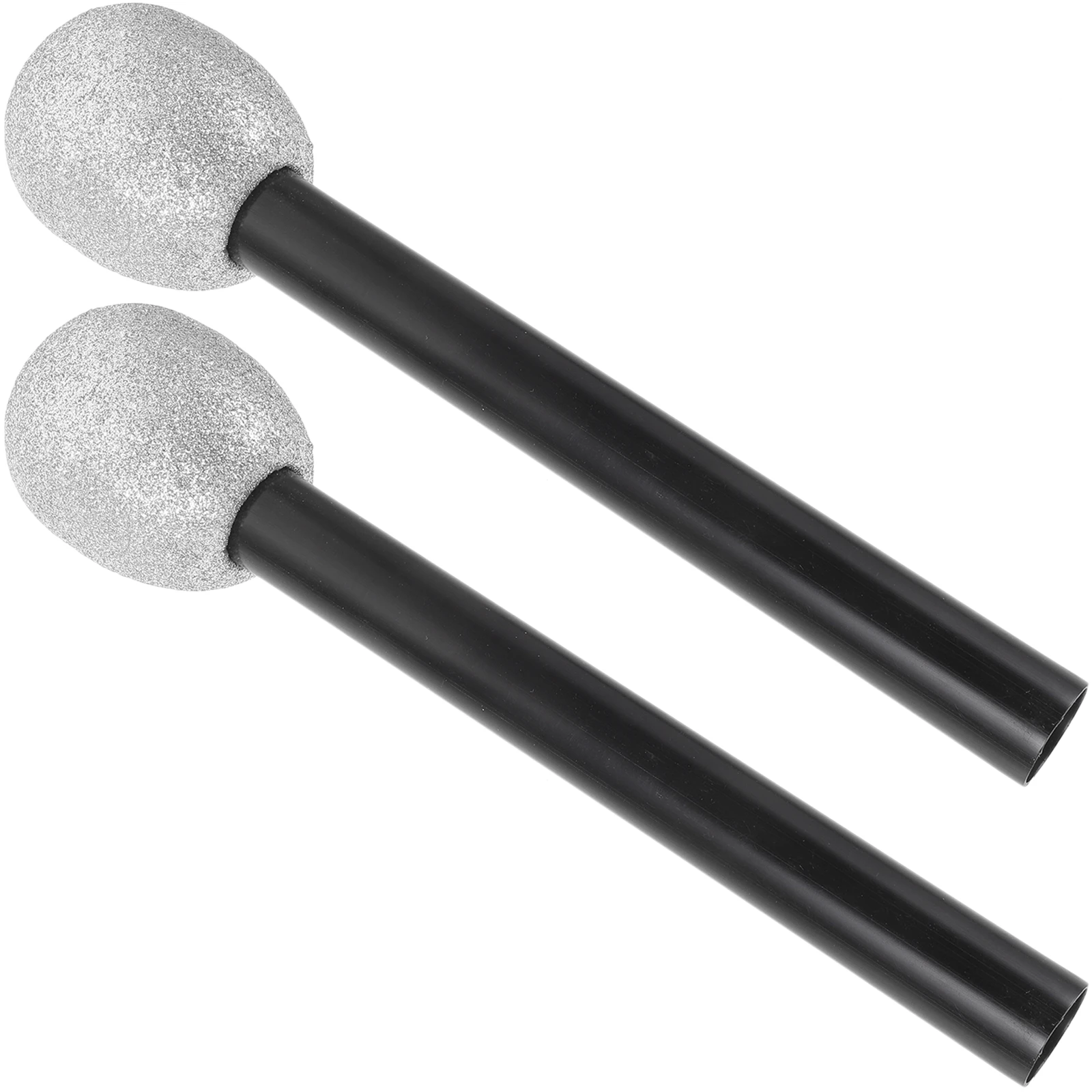 

2 Pcs Microphone Sparkly Silver Microphone Prop Plastic Toy Kids Prop Lightweight Safe Retro Toddler Musical Instruments