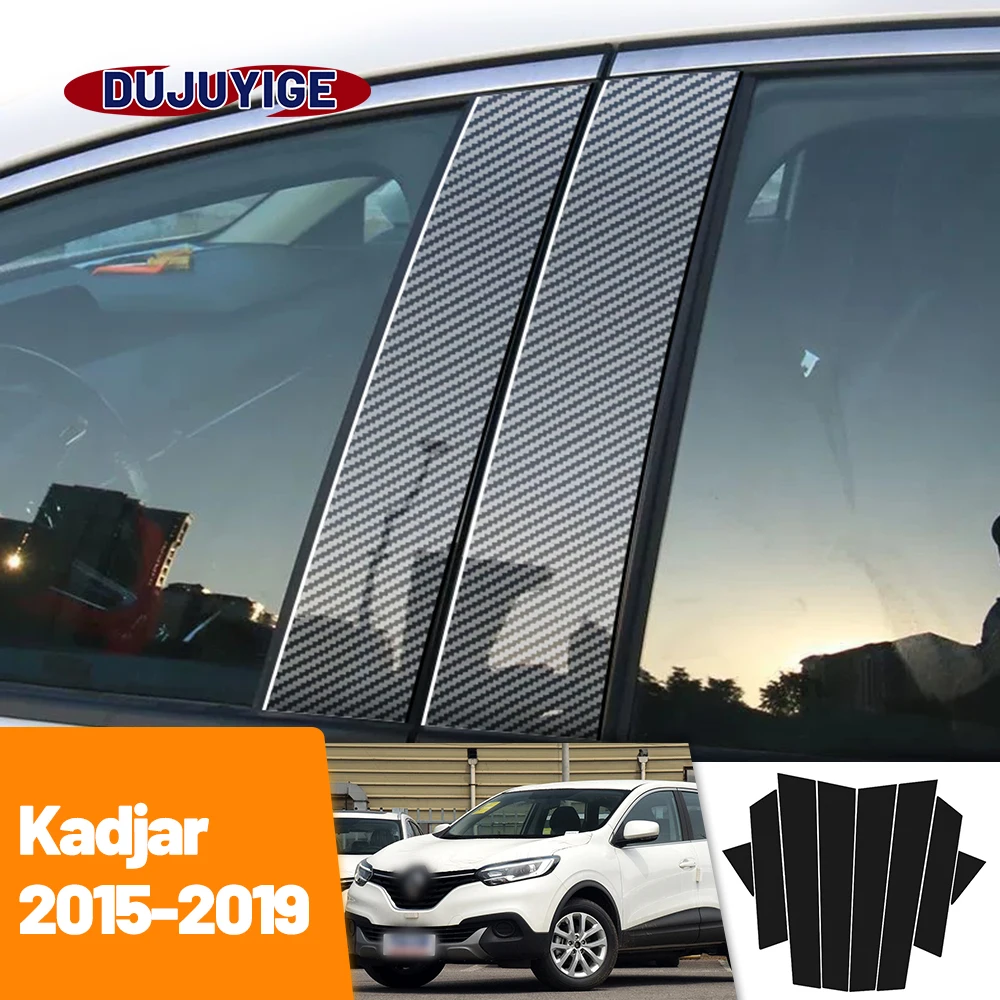 

For Renault Kadjar 2015-2019 2016 2017 2018 Carbon Fiber Window Door Column Deal B C Pillar Post Cover Trim Sticker