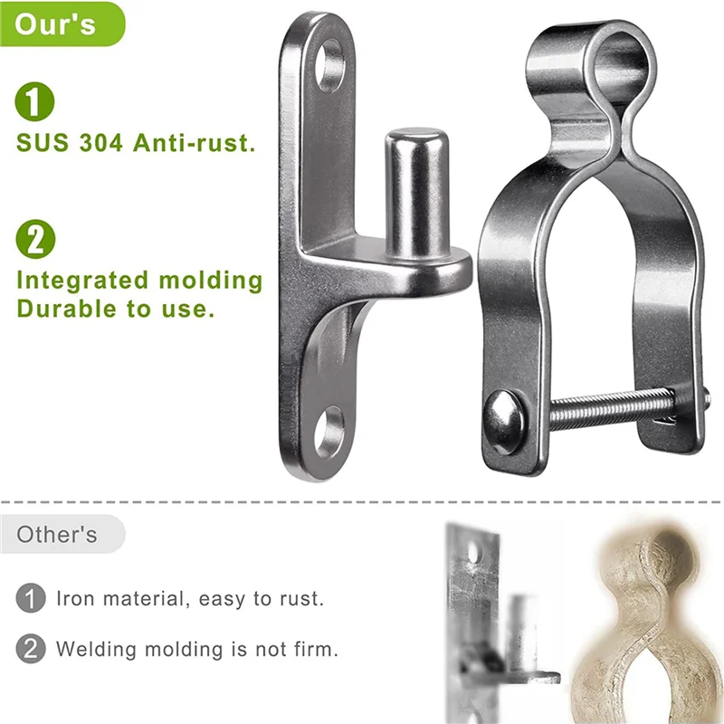 

ABVJ-New 4-Pack Wall Mount Gate Hinge 1-3/8Inch Farm Gate Hinge, 304 Stainless Steel Tube Gate Hinge, Fence Hinge