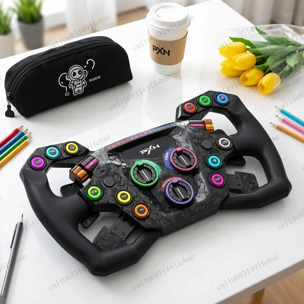 Quick Detachable Sim Racing Wheel Carbon Fiber Shift Paddles RGB Custom Keys Gaming Steering Wheel For PC