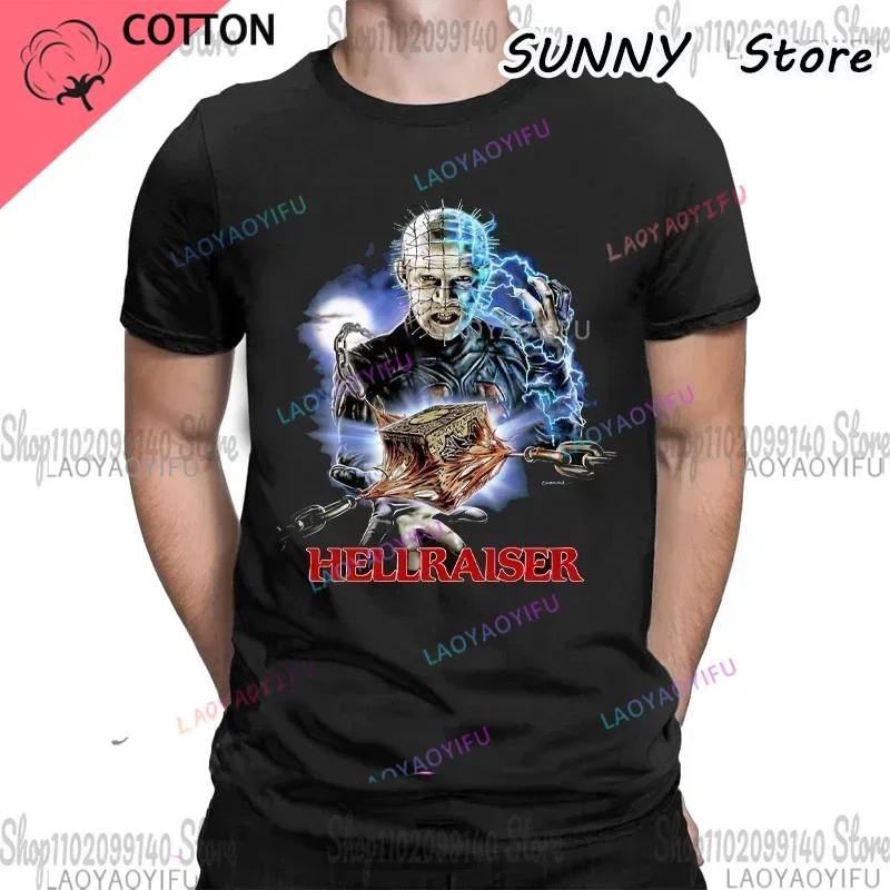 Hellraiser Men T Shirt Horror Funny Tee Shirt Short Sleeve  T-Shirts Halloween Retro Printed Tops