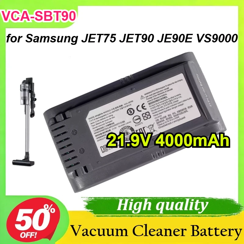 

VCA-SBT90 21.9V 4000mAh for Samsung JET75 JET90 JE90E VS9000 Vacuum Cleaner Battery