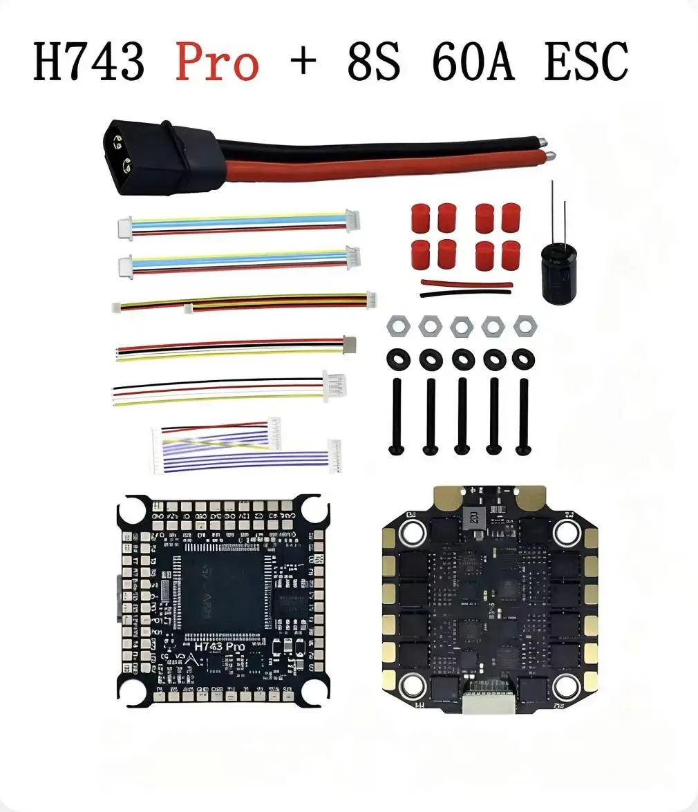 H743 Pro Flight Controller Bluejay 4-in-1 60A/70A ESC 3-8S Lipo Stack/Flytower for Remote Control FPV Racing Drone Quadcopter
