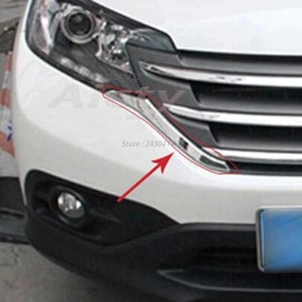 

For Honda CRV CR-V 2012 2013 2014 ABS Chrome Front Grills Decorative Cover Frame Trim Grilles Car Styling accessories