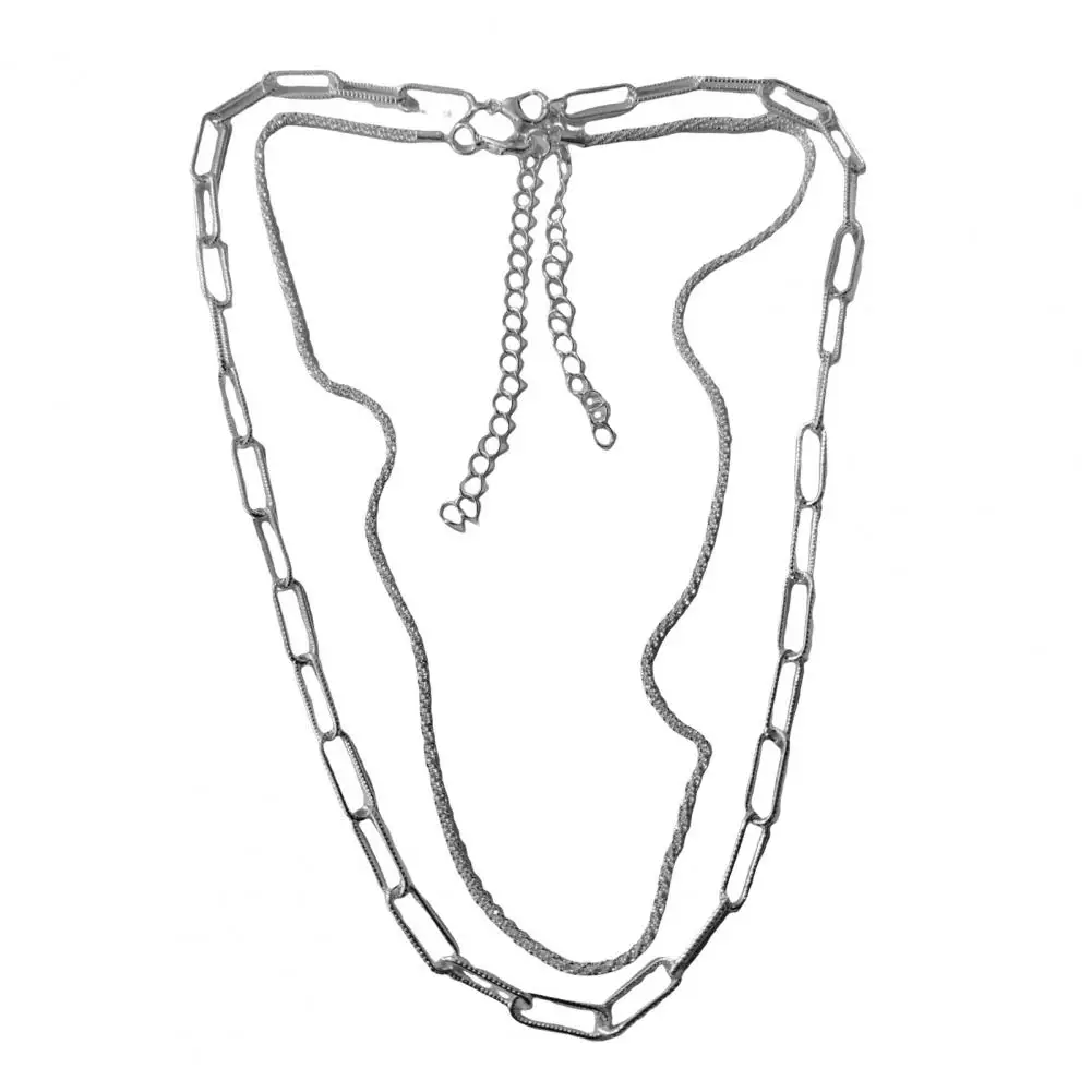 Jewelry Set Double-layered Necklace Bracelet 4 Pcs Women Jewelry Set Double-layered Necklace Bracelet Hollow Out for Banquet