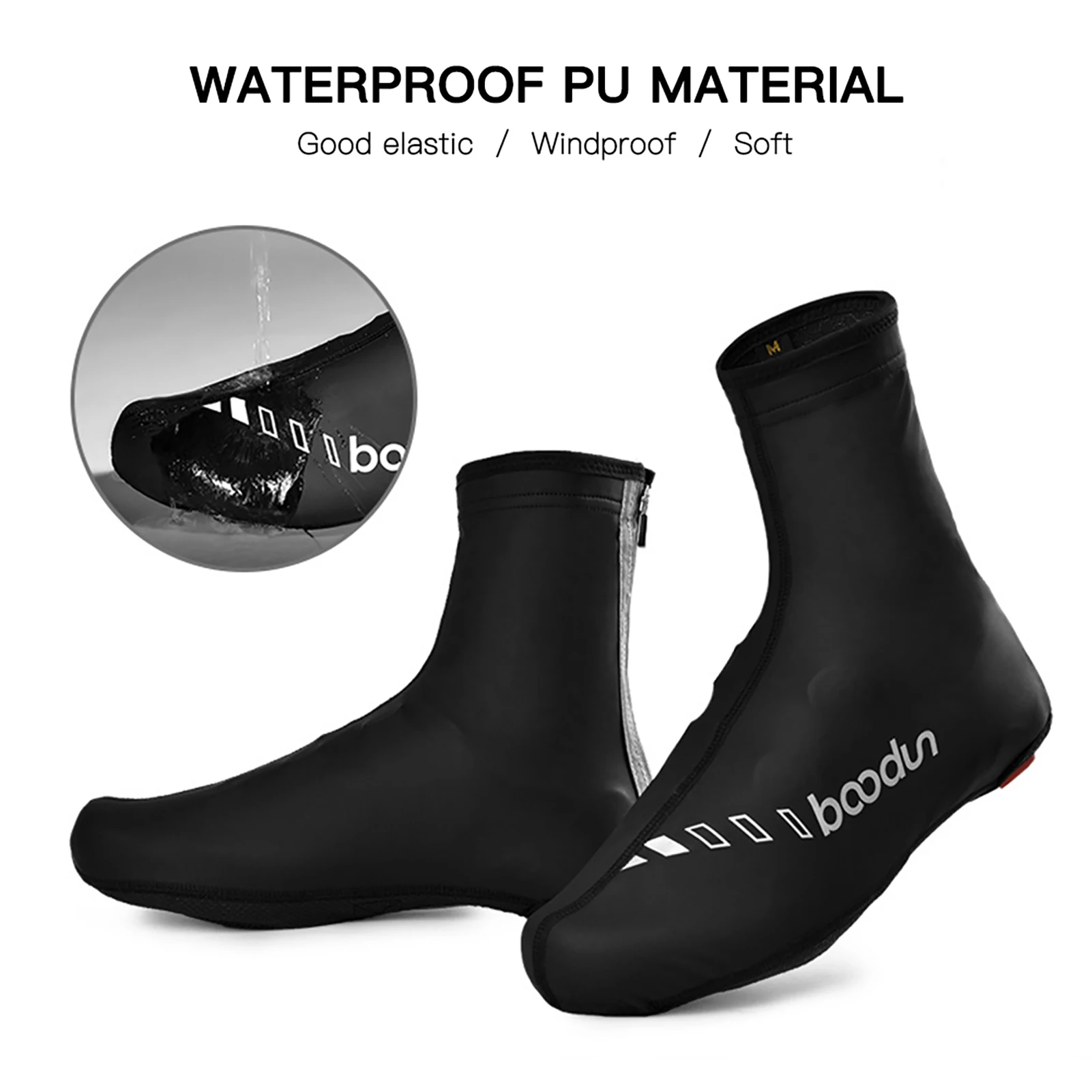 Waterdichte PU-schoenhoezen voor winterschoenen, antislip overschoenen met ritssluiting en fluwelen voering, regenbescherming voor schoenen