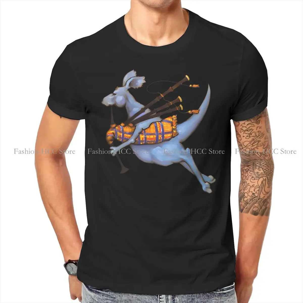 Australian Kangaroo TShirt for Men Piperoo Bagpipe Playing Kangaroo Jumps By Playing The Pipes Soft Casual Sweatshirts T Shirt