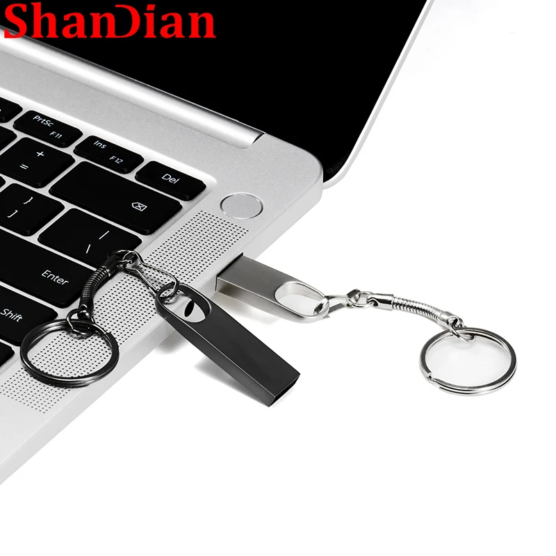 محرك فلاش USB معدني أسود-هندي مع سلسلة مفاتيح مجانية ، عصا ذاكرة ، محرك قلم ، هدية أعمال ، 64 جيجابايت ، 32 جيجابايت ، 16 جيجابايت ، سعة حقيقية