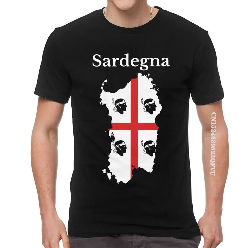 Male Sardinia Flag Map T Shirts Novelty Italy Flag Tshirt Cool T Shirt Homme Cotton Oversized Tee Tops Harajuku