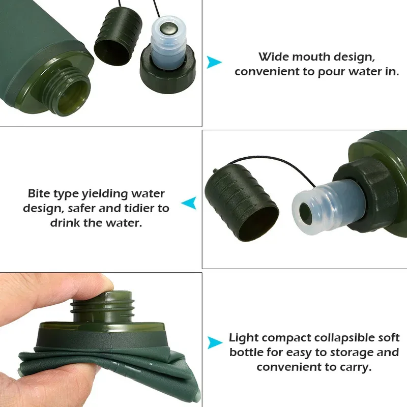 Foldable Soft TPU Sports Water Bottle, Water Bag for Running, Camping, Hiking image 3