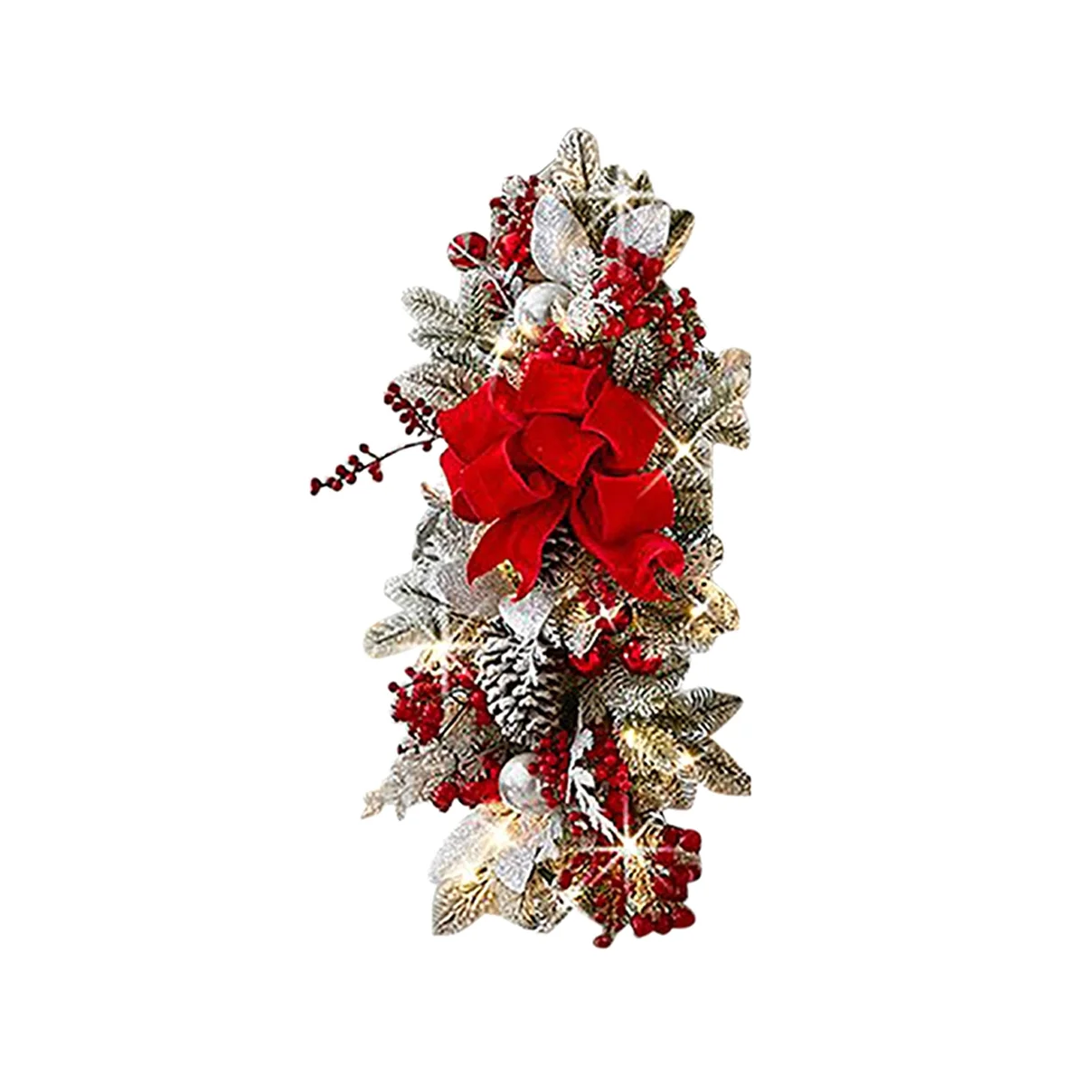 Guirxiété de Noël Swag pour escaliers, porte, cheminée, fenêtre, extérieur, intérieur, décor de Noël rouge