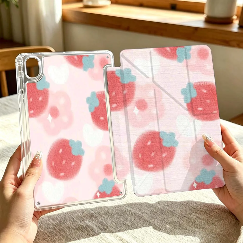 

Cartoon Strawberry Heart Cover For Huawei MatePad Pro SE Honor Pad 9 V9 GT X9 10.8 11 13.2 inch Pro 3Y Tablet Case
