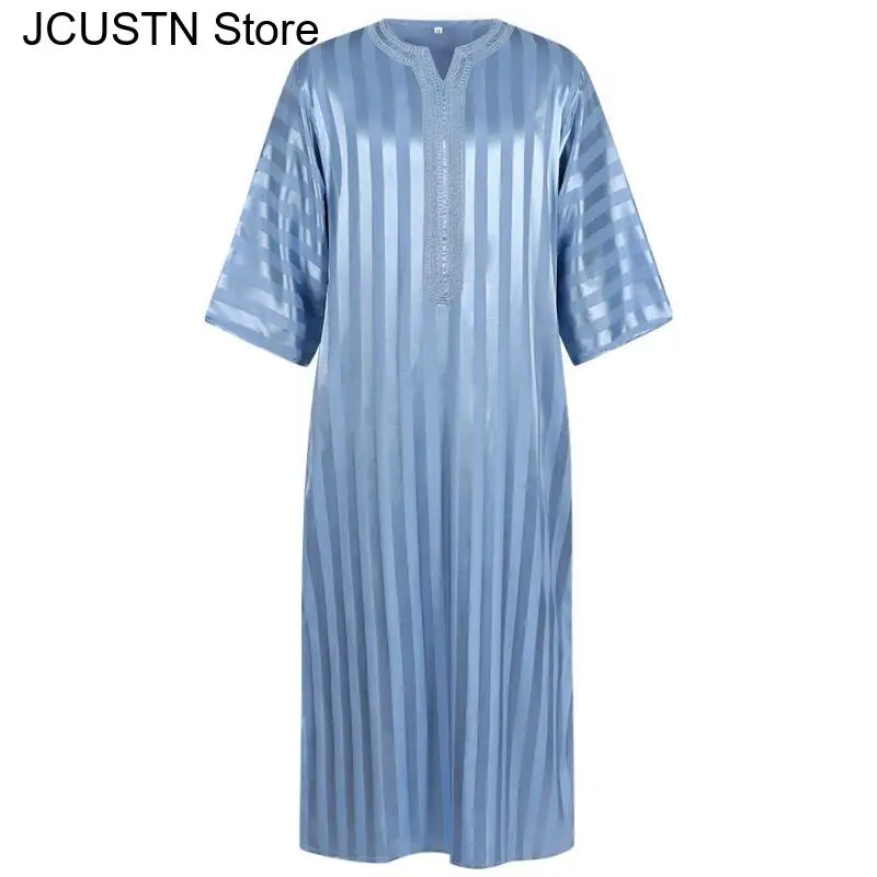 عباية إسلامية ملابس رجالية مطرزة مخططة جوبا ثوب مغربي دبي قفطان عيد صلاة رداء فستان زي تنكري