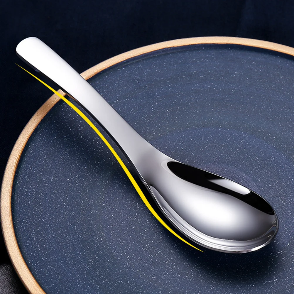 

6Pcs Stainless Steel Soup Spoons Thickened High Gloss Finish Ergonomic Handle Multipurpose Coffee Tea Tableware
