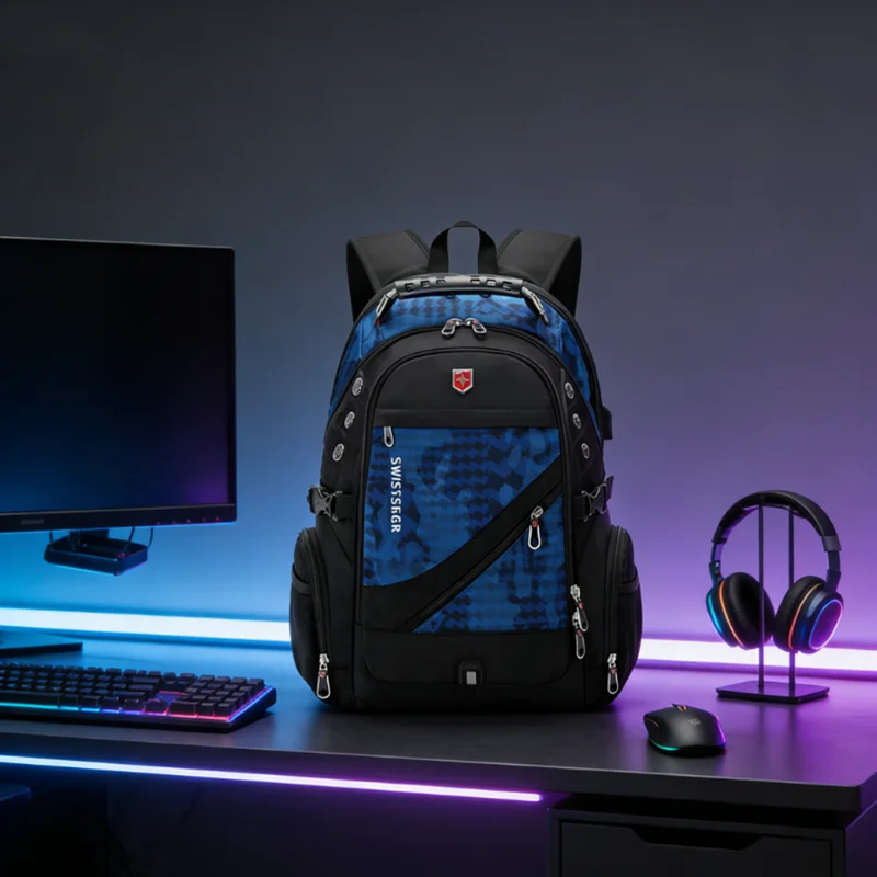 

Men's Business Travel Backpack Anti-Theft USB Charging 17 Inch Laptop Bag Waterproof Swiss Design