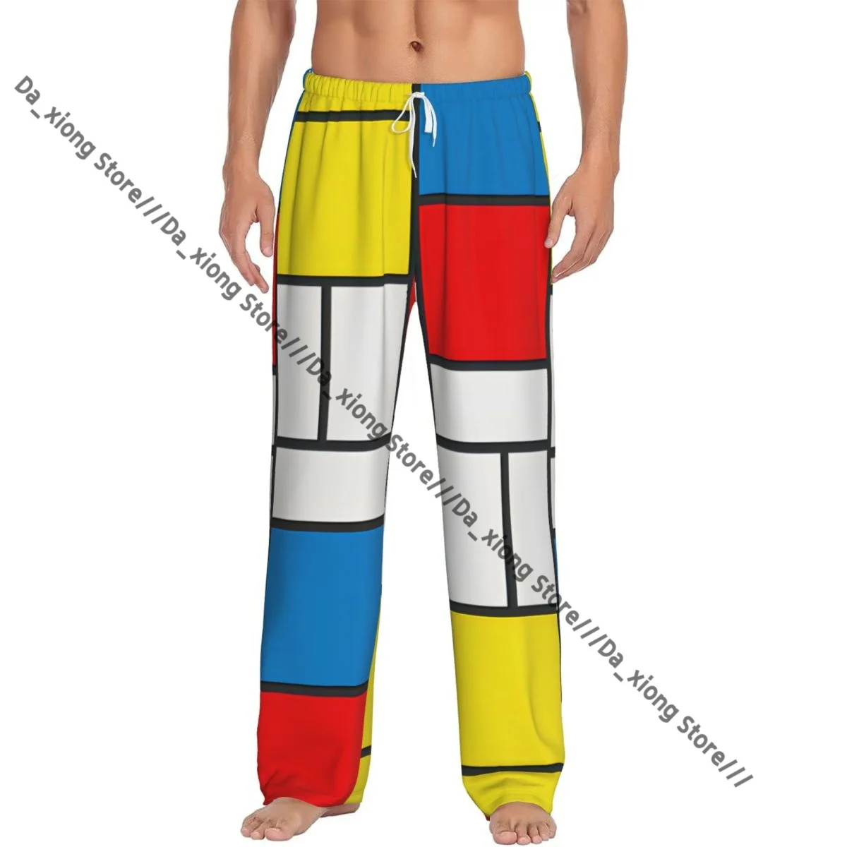 Piet Mondrian Abstract Cubes Mens Pajamas Pyjamas Pants Lounge Pants Sleep Bottoms