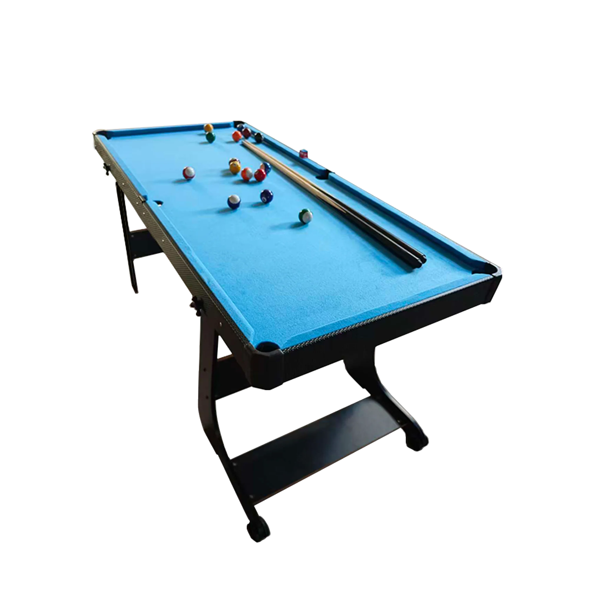 

Hot Sale 4.5 ft Wooden Sports Folding Leg Snooker & Billiard Table Indoor Pool Table Home Durable Family with Wheels Cue Stickpr