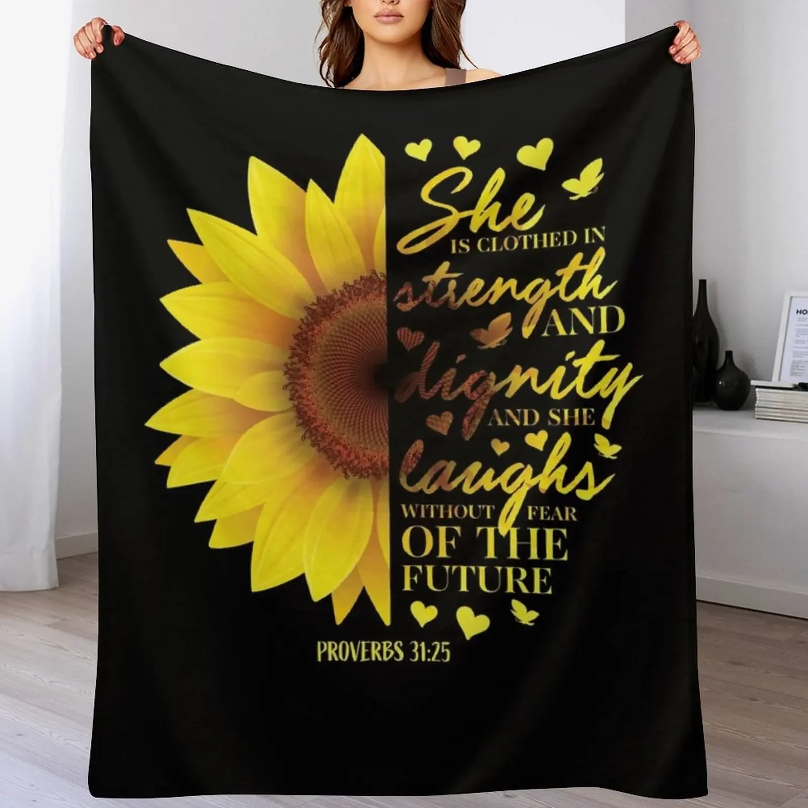 

Sunflower Christian Bible Verse Proverbs 31 Throw Blanket cosplay anime Bed linens valentine gift ideas Decorative Sofa Blankets
