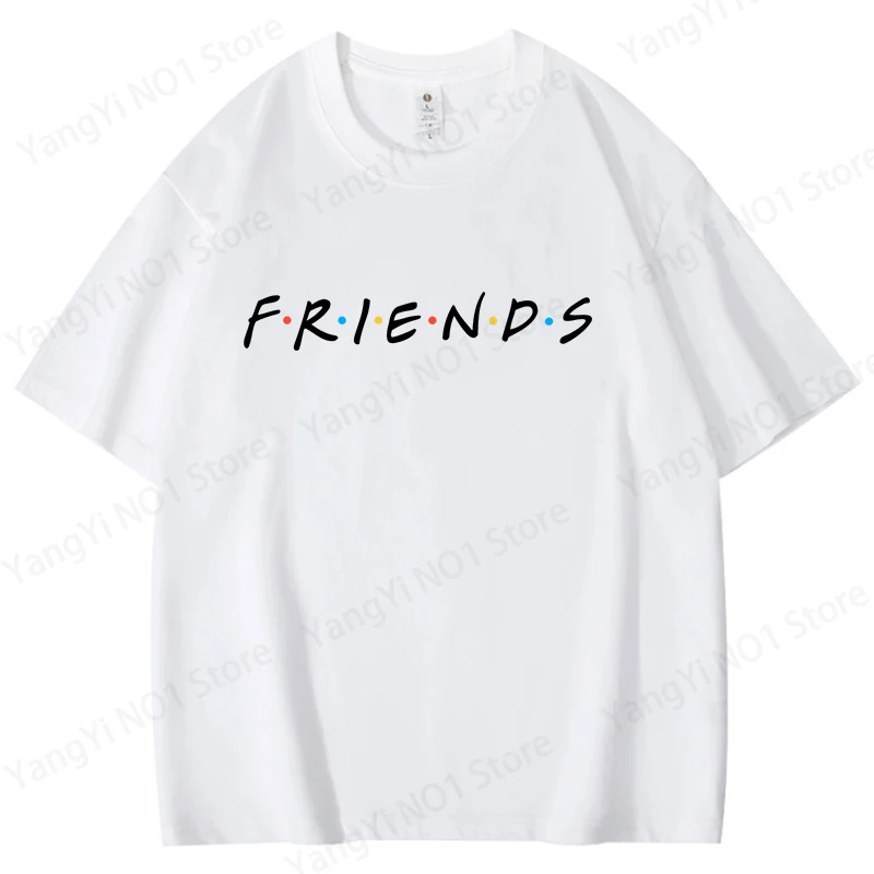 Friends Simple Classic Letter Printed Men's Women's T-shirt Summer Casual Cotton Graffiti Couple T-shirt Trendy Urban Streetwear