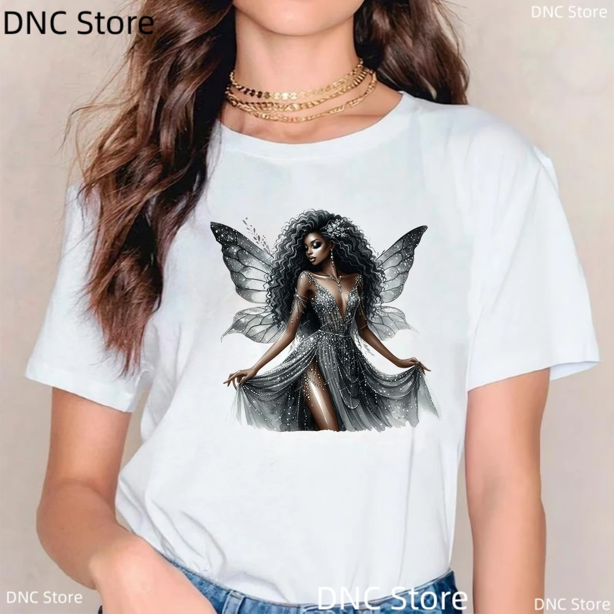 Black Fairy Girl Tshirt Watercolor Black Fairy Girl ,Black Fairy Melanin Fantasy Women Tshirt, Fairytale Black Girls Teen Tshirt