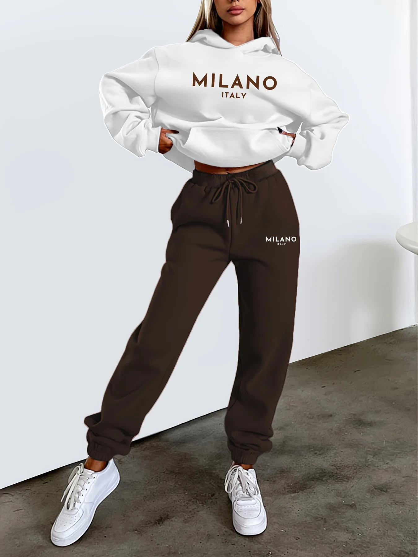 

women Hoodies+sweatpant set Hip Hop Street Casual Printed Hoodie Oversize Loose New Sweatshirts Autumn Warm Fleece Clothing