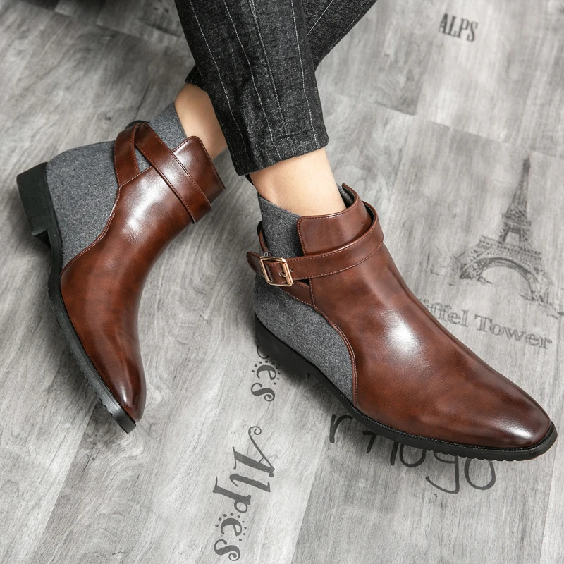

Men's Business Boots New Gentleman's Minimalisdaily style 38-46 Business dress party Adult classic shoes plus size Black