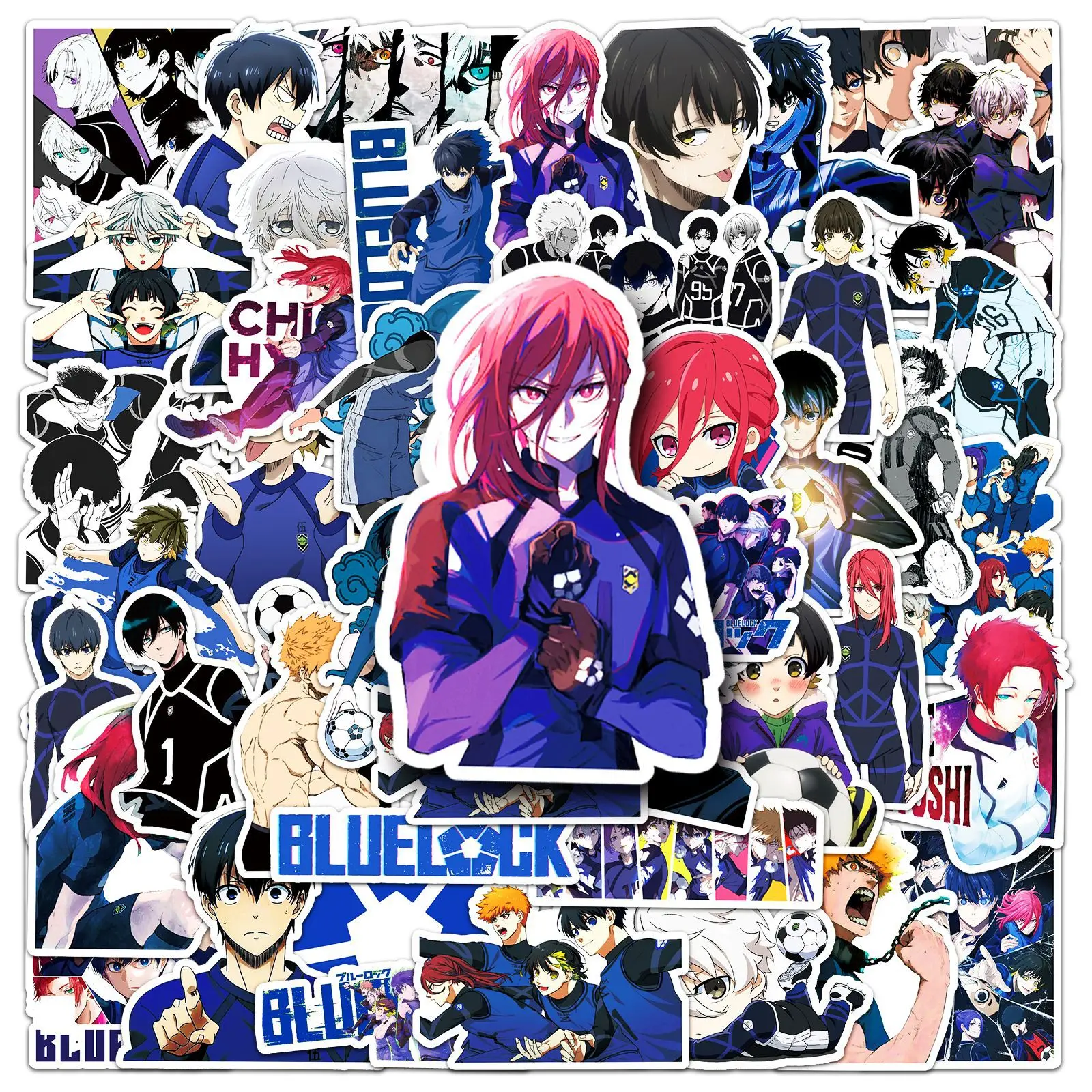 50 Pcs Anime BLUE LOCK Waterproof Sticker DIY Cartoon Football Sports Anime Phone Notebook Tablets Sticker Decoration Kid Toys