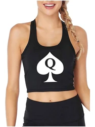 Queen of Spades Graphic Sexy Crop Top Hotwife Humor Flirt Cheating Tank Tops Swinger Cuckold Naughty Casual Sports Camisole