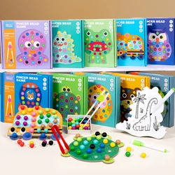 Perline con clip Classificazione dei colori Giocattolo coordinato Concentrazione logica Gioco di allenamento motorio fine Giocattoli educativi Montessori per bambini