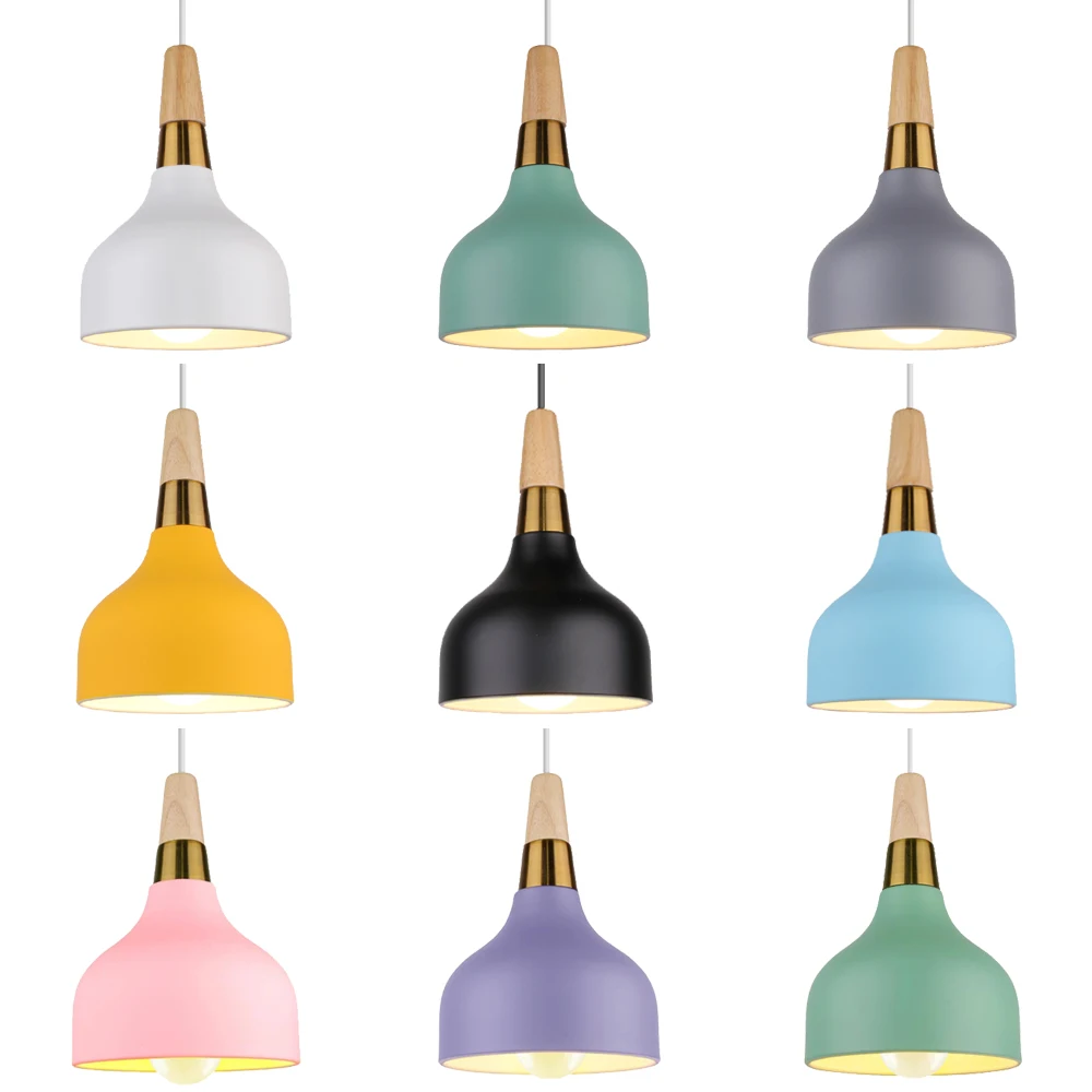 

Скандинавские алюминиевые подвесные светильники, деревянные подвесные светильники для ресторана, кухни, гостиной, современные светильники E27 Loft Hanglamp