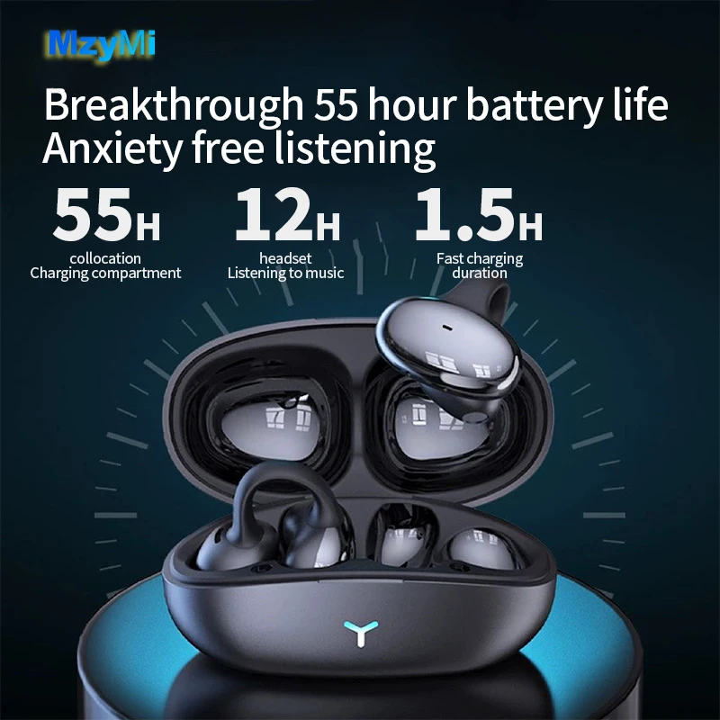 MZYMI HM20 Ear Clip Headset ENC Noise Reduction Earbuds Wireless Bluetooth 5.3 Headphones Waterproof Gaming Earphone With Mic