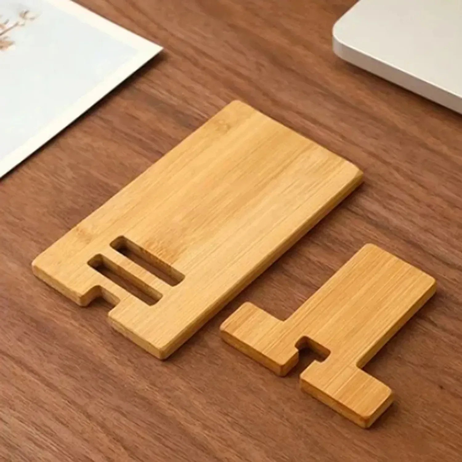 Bamboo Phone Stand, Bamboo Base Charging Holder, Multi-functional Stand for Phones & Tablets - view 3