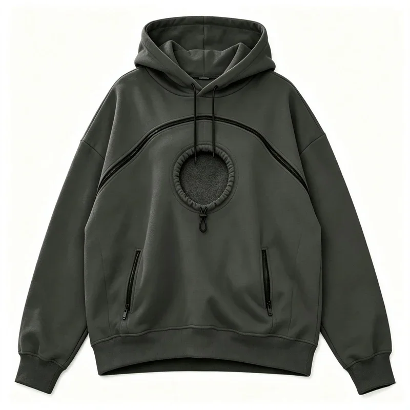Damen-Haustier-Hoodie mit langen Ärmeln, warmer Katzenpullover mit Kapuze und Katzenfuttertasche, Oversize-Hoodie mit Kordelzug zum Tragen von Haustieren – Detail 3