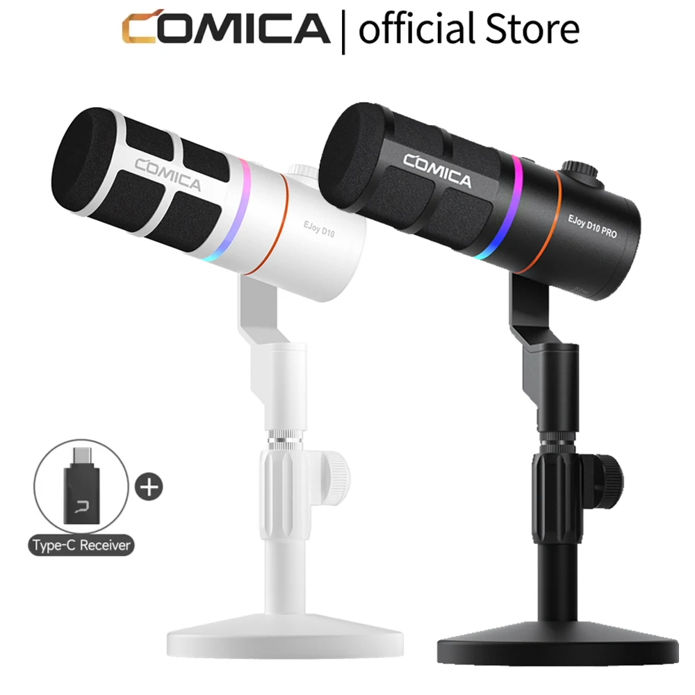 COMICA D10/D10 PRO RGB 카디오이드 USB/XLR 다이나믹 데스크탑 게이밍 마이크 유선/무선 마이크로폰 스트리밍 인터뷰 팟캐스트용
