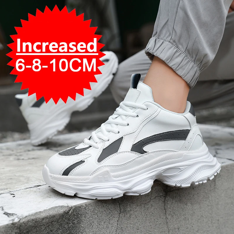 

Мужская модная обувь-лифты, увеличивающие рост кроссовки для мужчин, повседневная обувь 10 см, мужская обувь с невидимым внутренним усилением 8 см