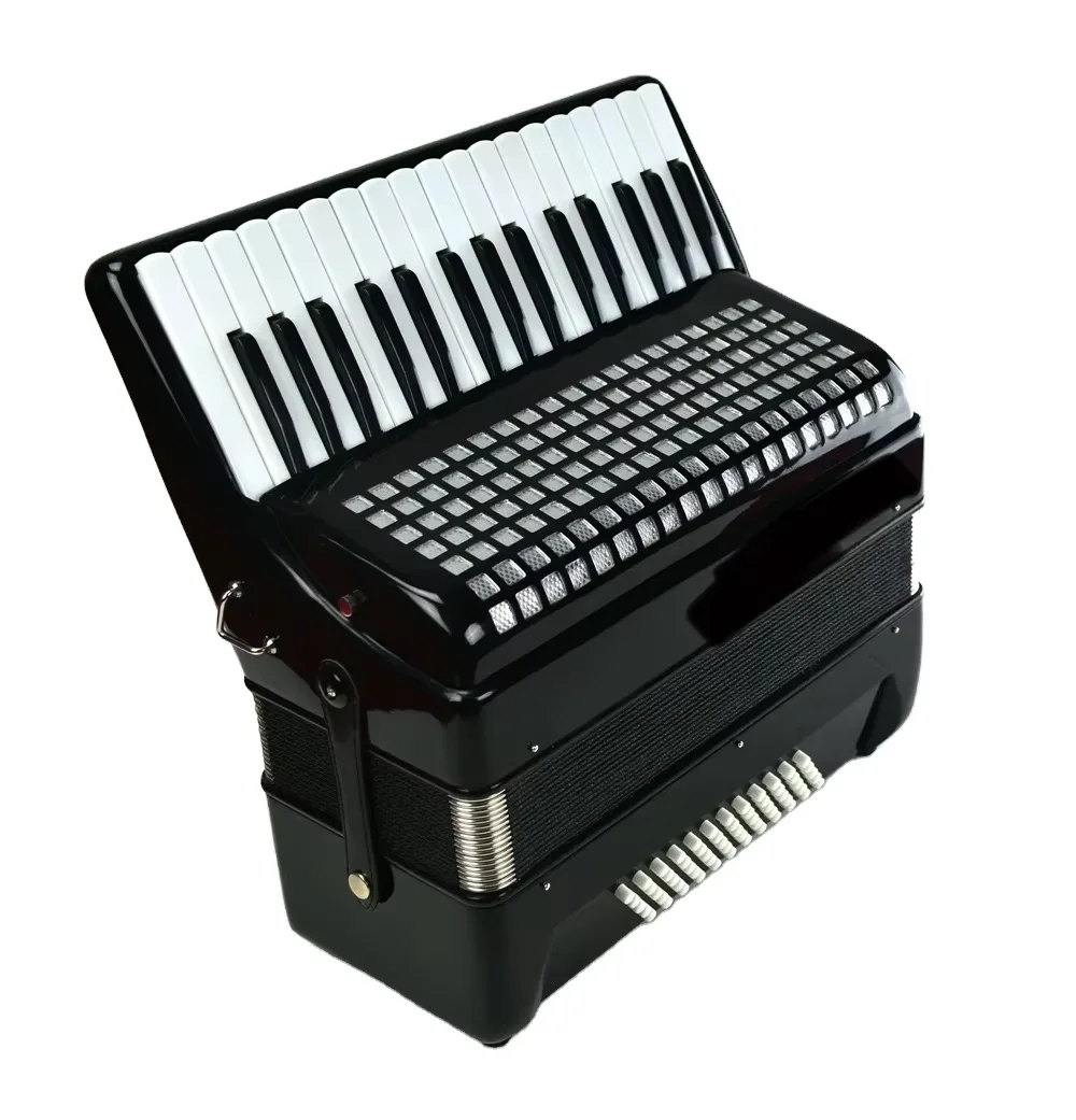 32-Keys Classic Accordion Keyboard 60-Bass Button Accordion for Teaching Diatonic and Chromatic Wood Material