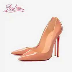 Nackte Farbe Damen elegante High Heel Schuhe Luxus schwarze Damen Heels Schuhe Frau 2024 Trend rot glänzende Böden spitze Zehen Party