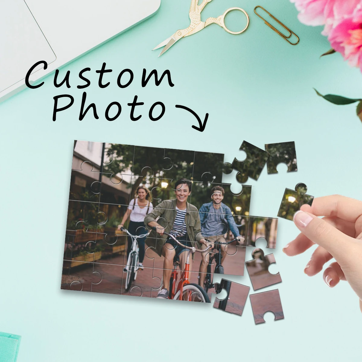 1pc Custom Photo Single Portrait Wooden Jigsaw Puzzle,Ideal Anniversary,Wedding,Birthday,Valentine Gift For Family Friends