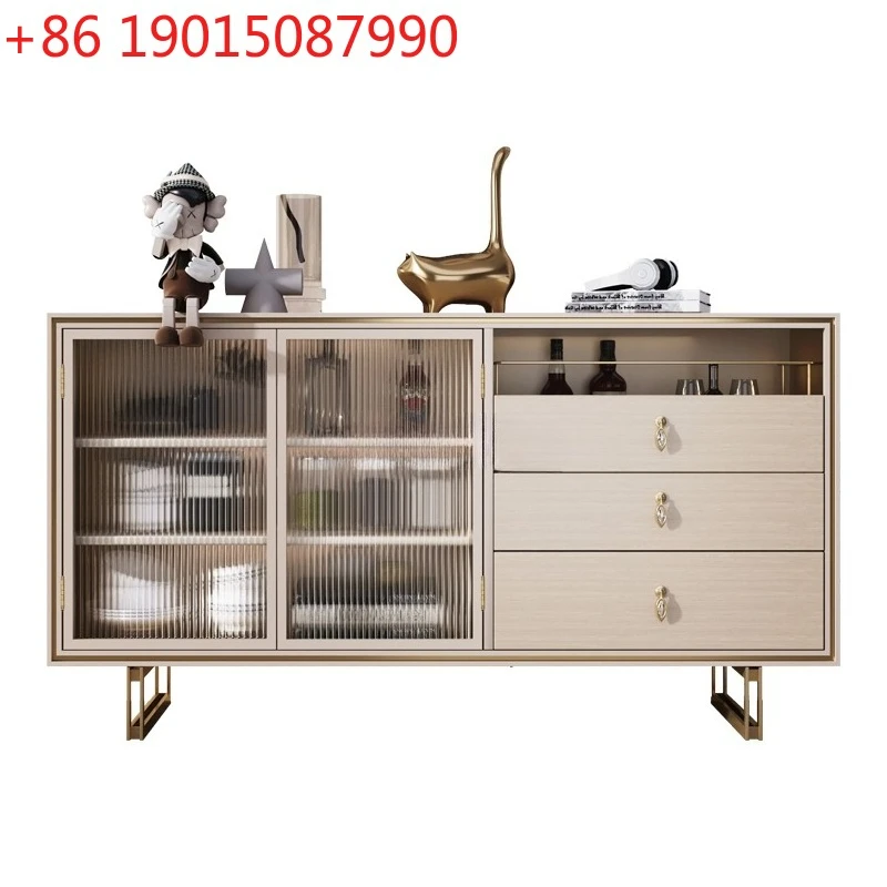 

Итальянский светлый роскошный обеденный боковой шкаф, современный простой винный шкаф для приготовления еды из цельного дерева с сенсорной подсветкой
