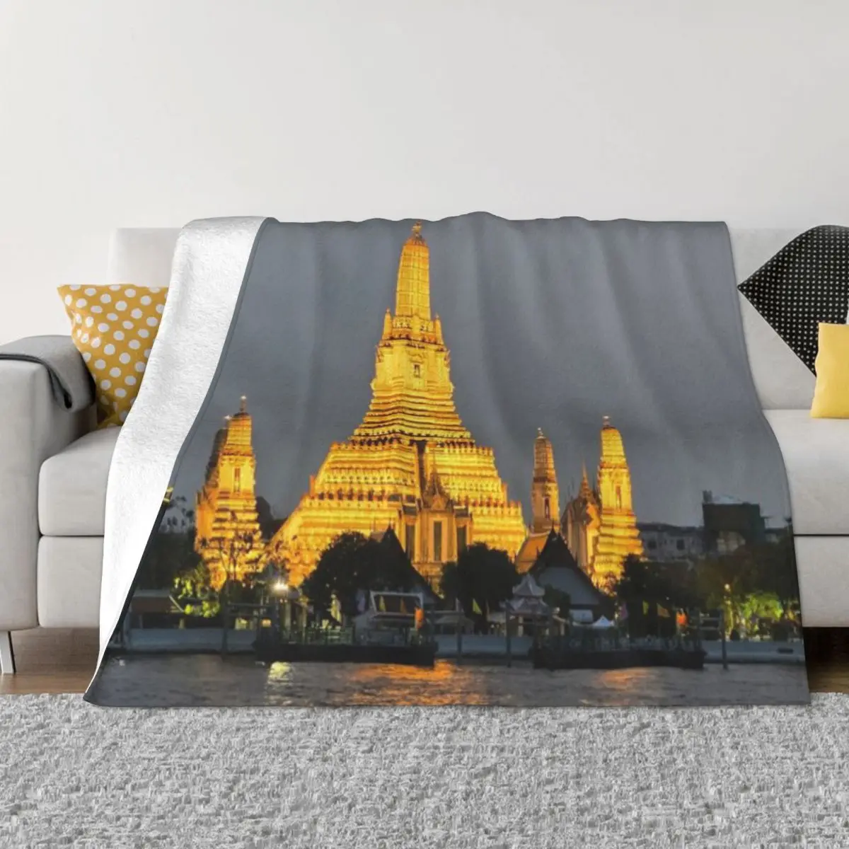 Wat Arun At Night Ультрамягкое одеяло из микрофлиса