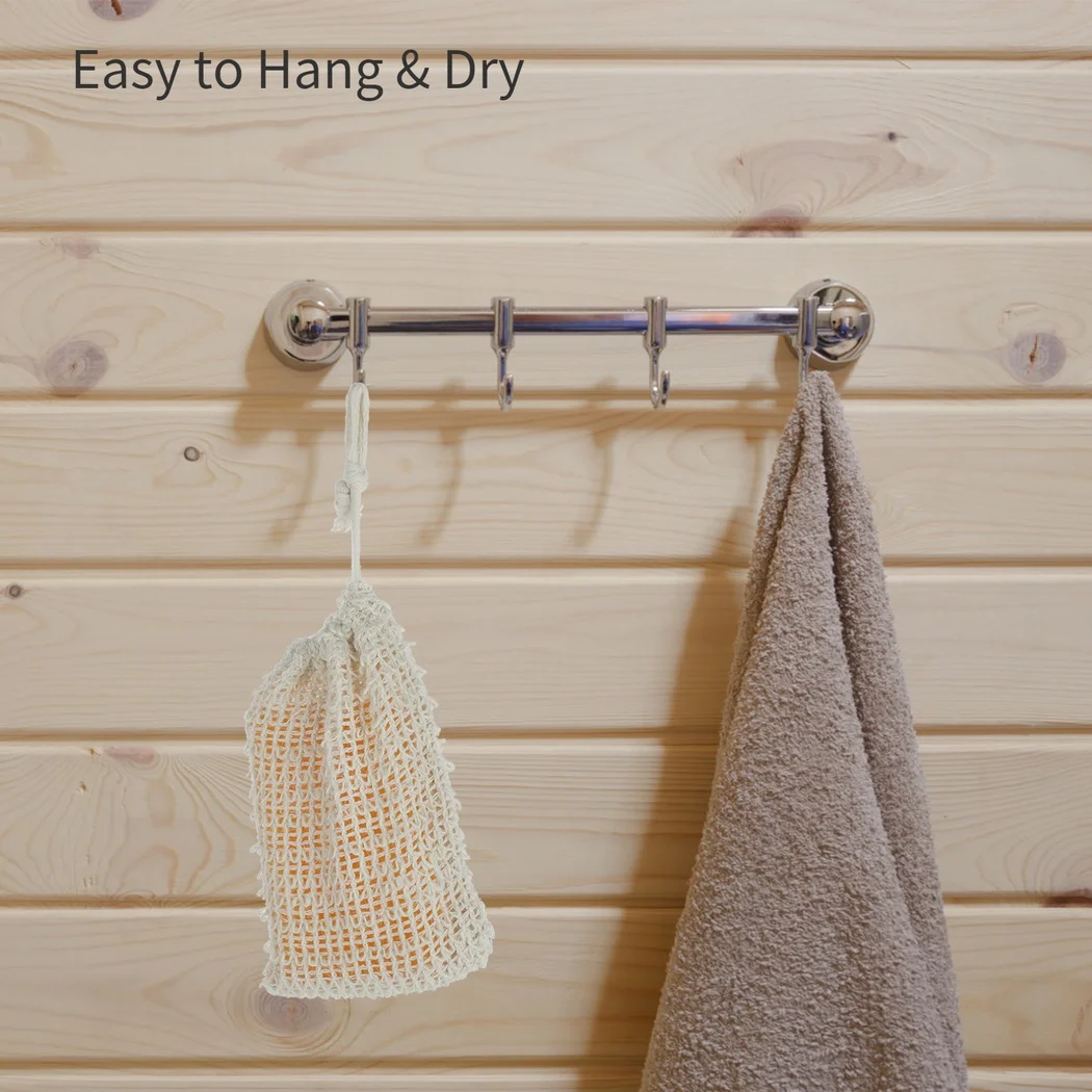 20Pcs/Set Natural Sisal Soap Bags With Drawstring Drying Soap Saver Bag Reusable Exfoliating Soap Pouch Zero Waste Soap Mesh Bag