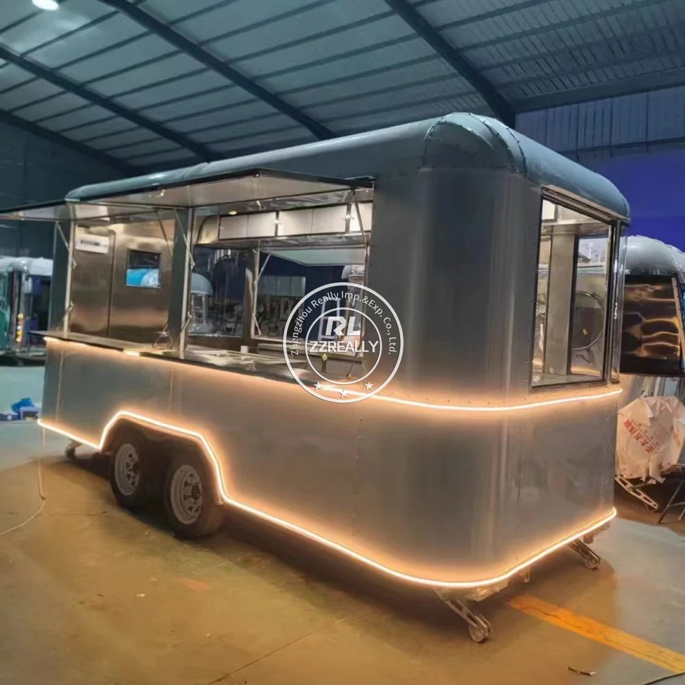 Customized Mobile Street BBQ Food Truck For Sale Ice Cream Pizza Kiosk Concession Food Truck Trailer Full Kitchen Equipments