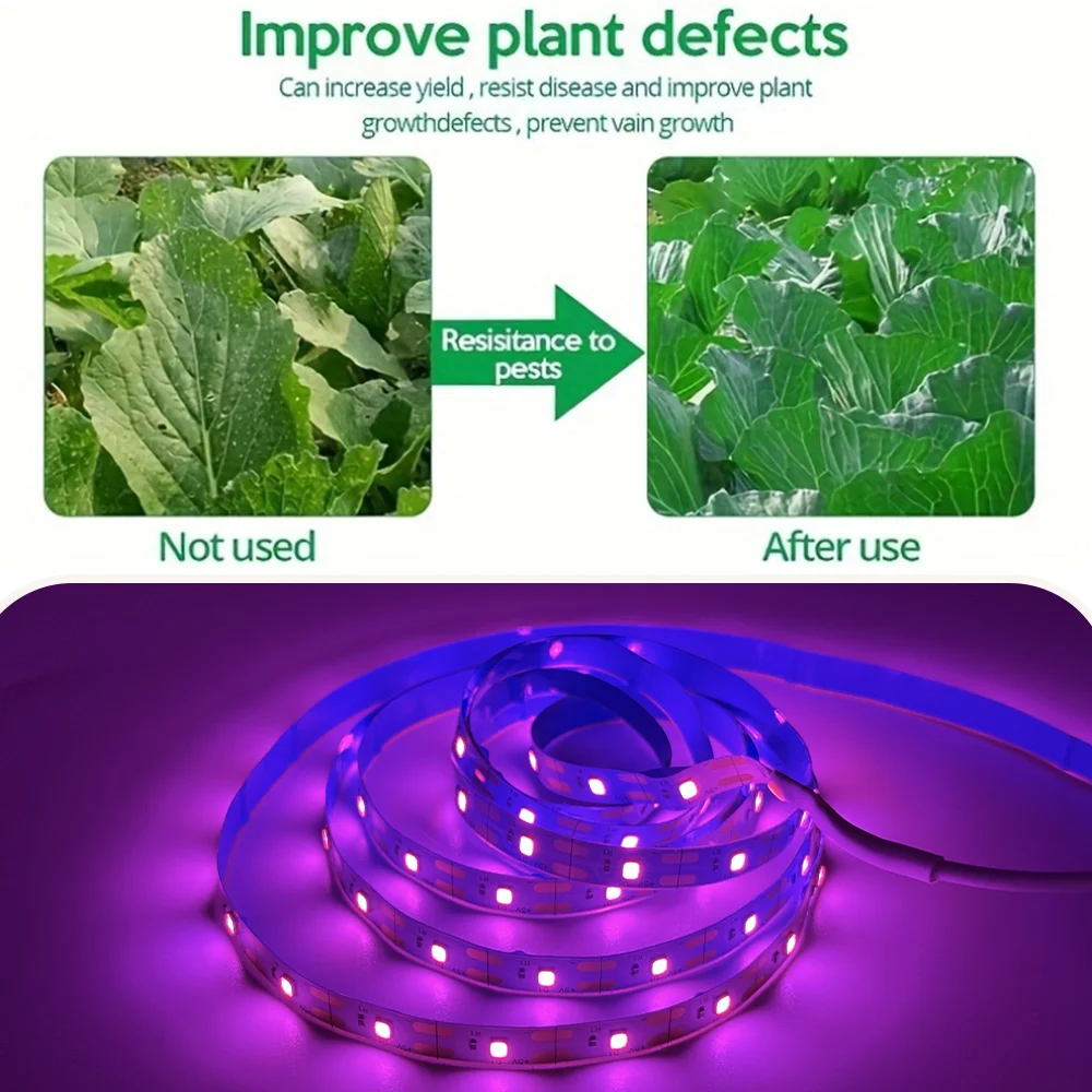 1 unidade de faixa de luz LED para plantas - alimentada por USB, controlada por botão, para plantas, melhora a fotossíntese e promove o crescimento das plantas.