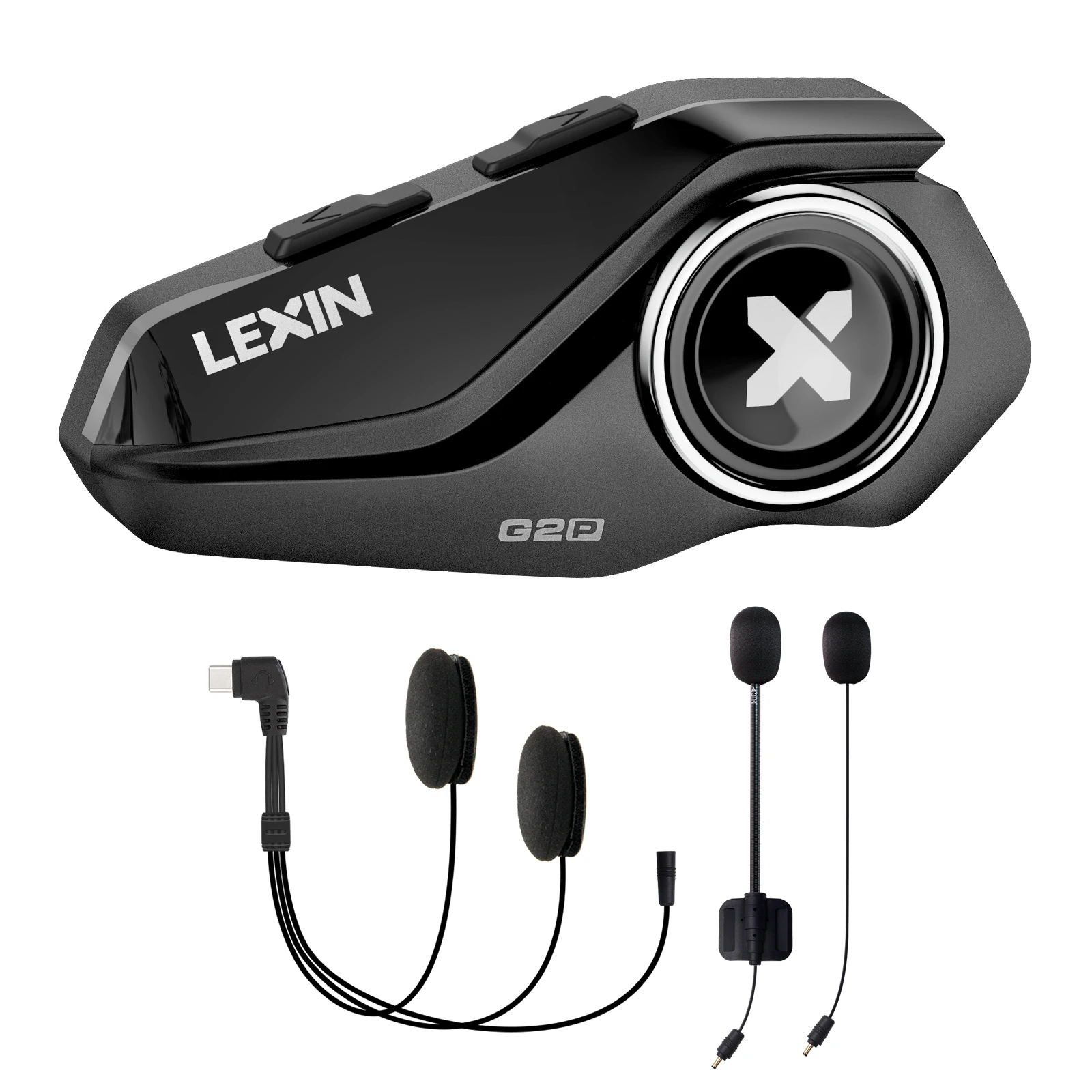 

Lexin-G2 Motorcycle Intercom Bluetooth Helmet Headset Up To Pair 6 Riders&Big Button Design Exchangeable Pattern Shell 120KM/H