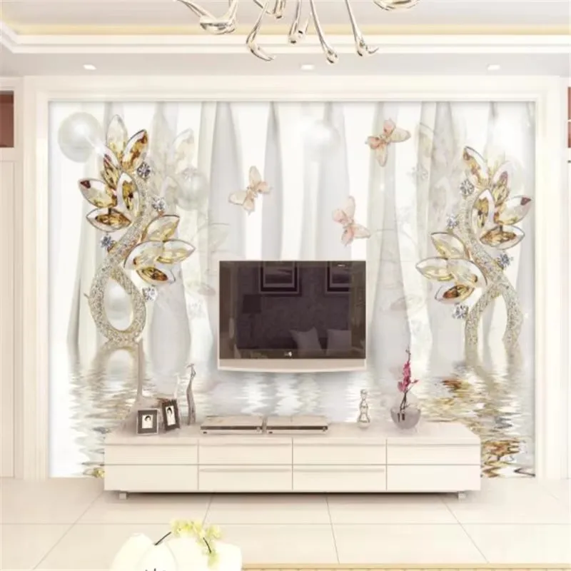 Custom wallpaper  3d three-dimensional luxury flower jewelry TV background wall  wallpaper for walls 3 d  behang