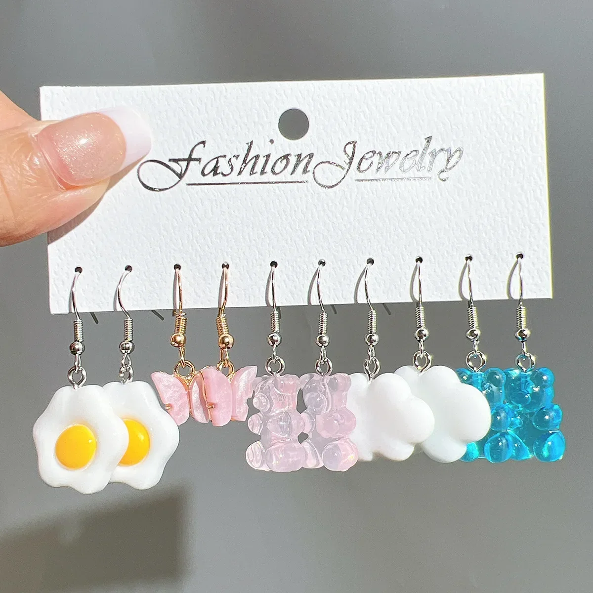 Ensemble de boucles d'oreilles en acrylique coloré pour femme, avocat, bouteille de bière, bonbons, dopamine, nouveau, 5 pièces