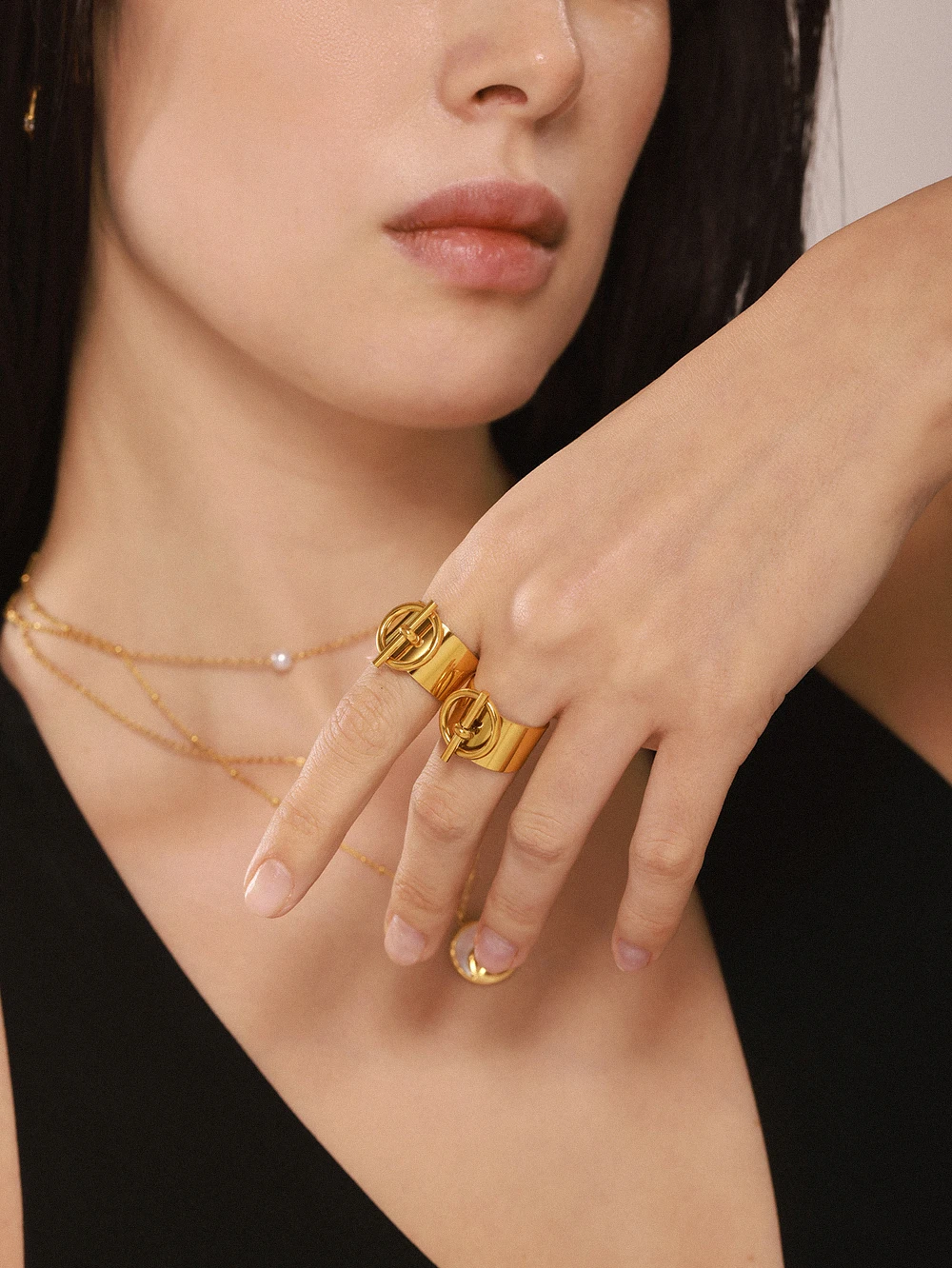 Rings For Women Stainless Steel Adjustable Non Tarnish 18K Gold Plated Punk Open Ring Designer Jewelry Accessories Couples Gifts