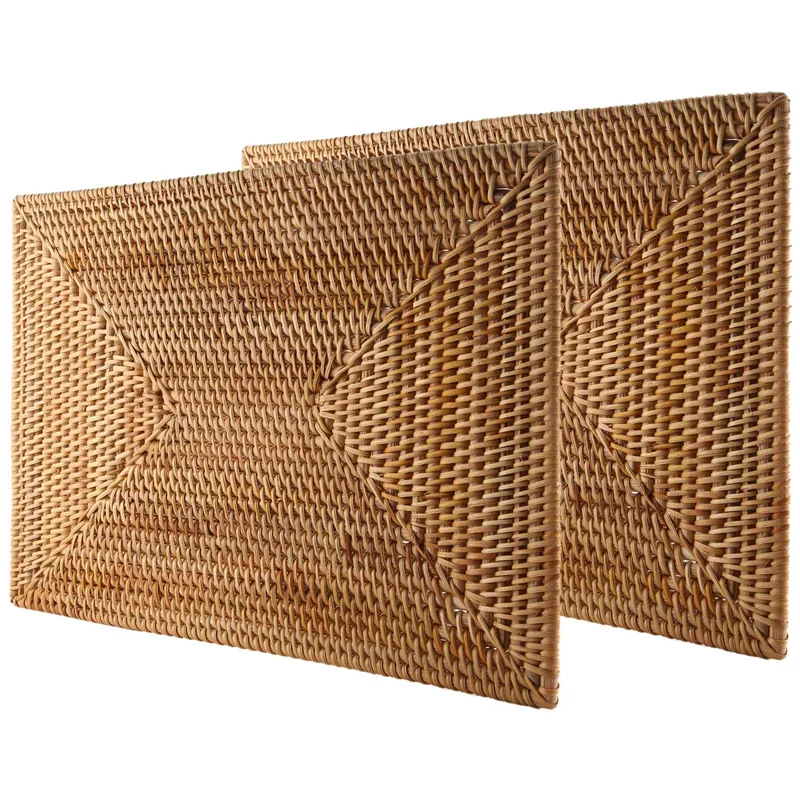 2 uds manteles individuales de mimbre antideslizantes mesa de comedor manteles tejidos térmicos aislantes