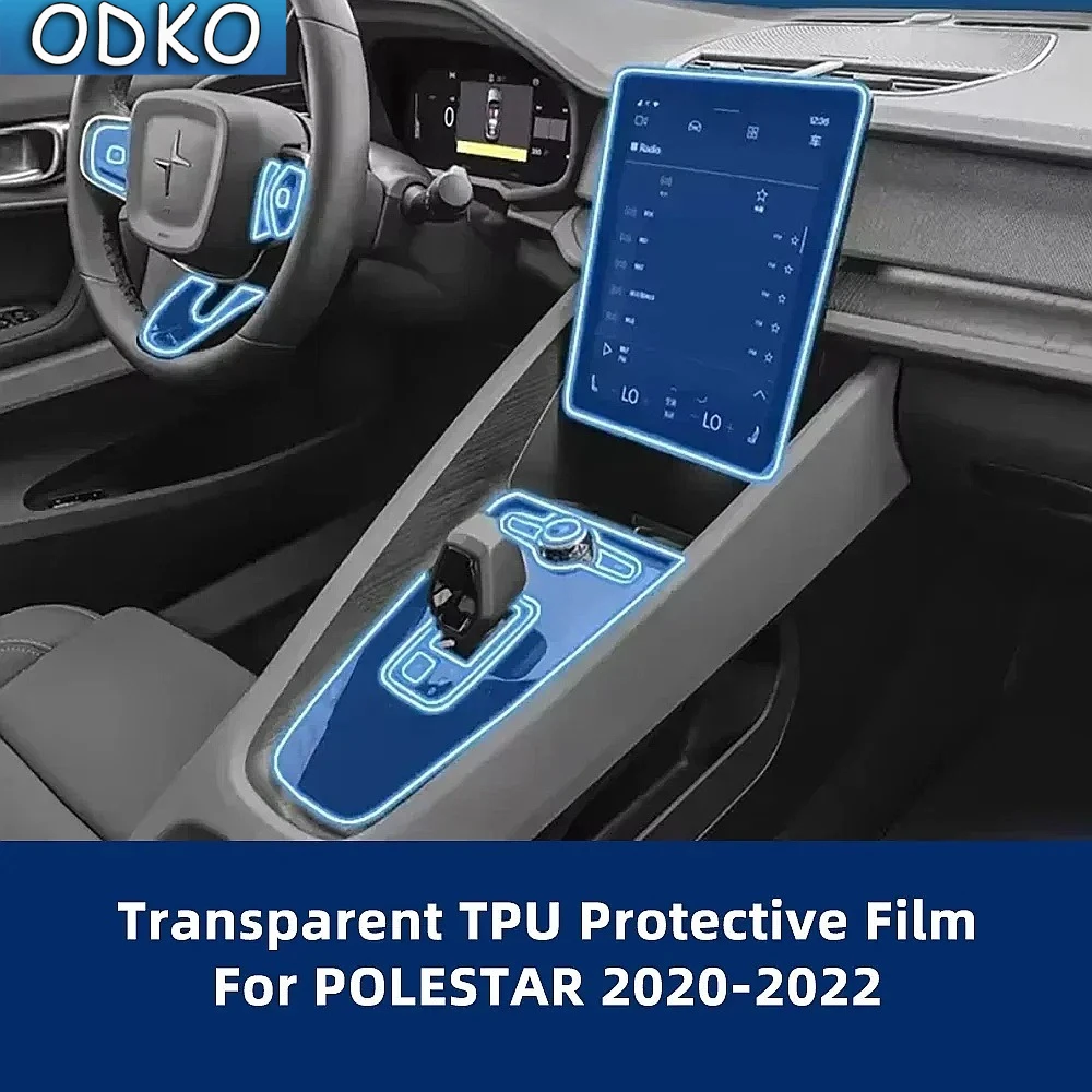 For Polestar 2 2021-2023 Car Interior Center Console Media Dashboard Navigation TPU Anti-scratch Protector Film Accessories
