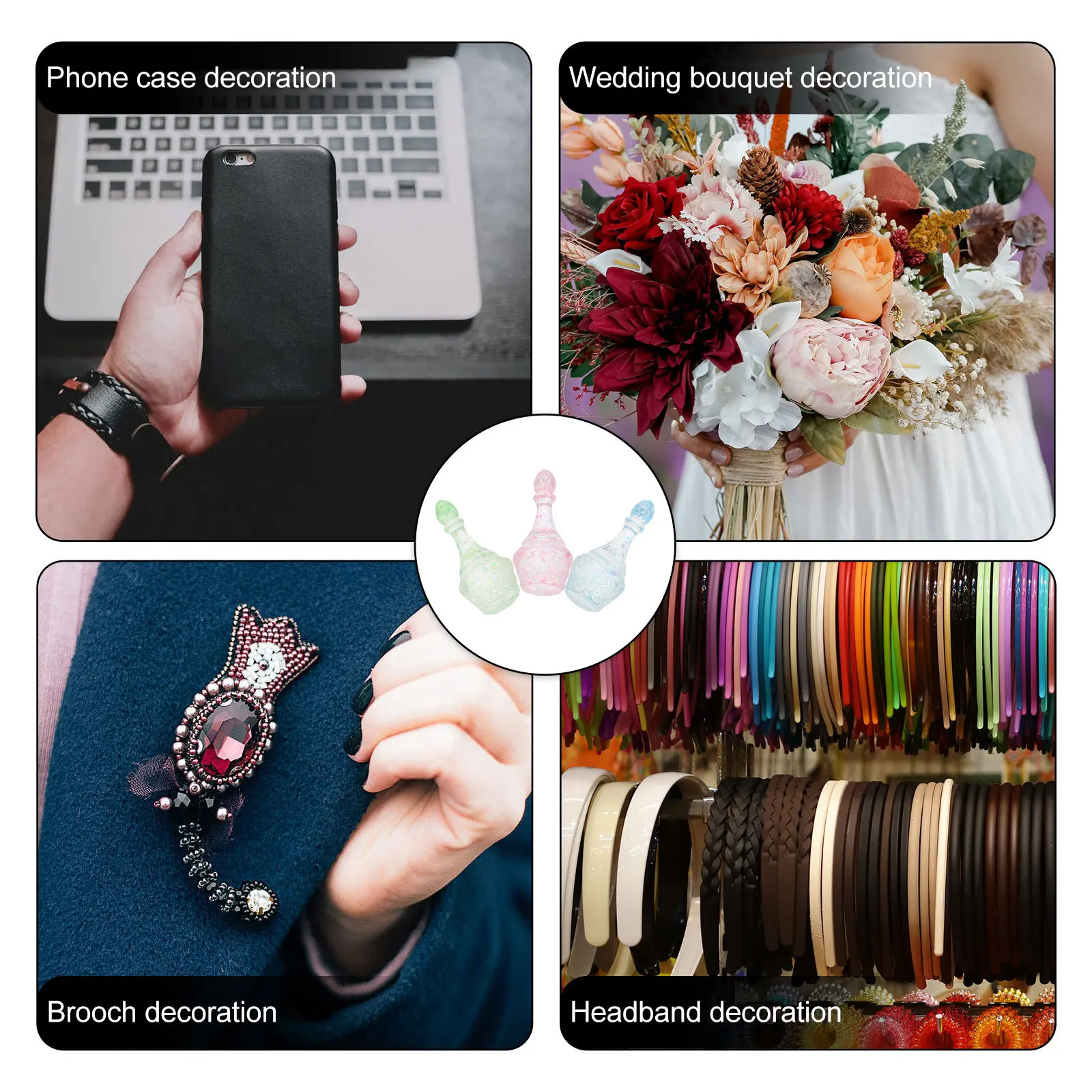 

30Pcs Resin Charms Cute Bottle Shape DIY Decorations for Hairpin Charm Phone Shell Ornament Craft Supply Wedding Bouquet Decor